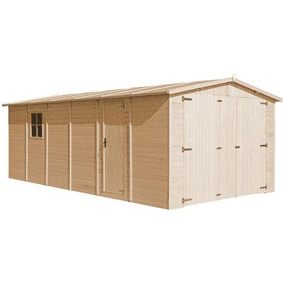 TIMBELA  M102 - GARAGE en bois Naturel - H222xL616xl324 cm / 18 m&sup2;