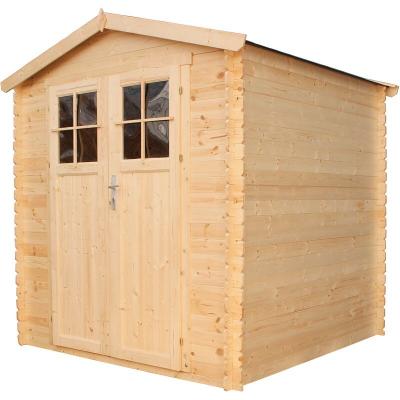 TIMBELA Abri de jardin en bois 3,53 m&sup2; -  M343F+M343G - maison de jardin en Pin / &eacute;pic&eacute;a- 188x188 cm