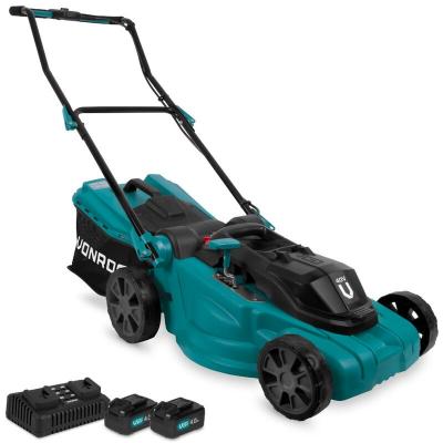 VONROC  Tondeuse &agrave; Gazon 40V &ndash; 4.0Ah &ndash; 38 cm &ndash; 2 Batteries et Un Chargeur Rapide Double INCL.