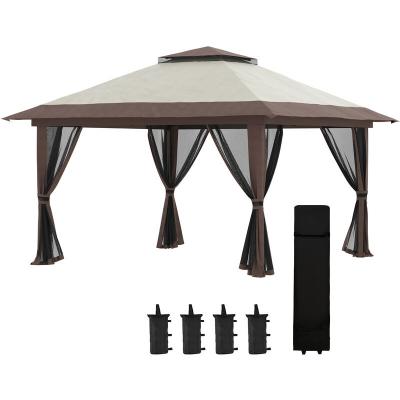 OUTSUNNY Barnum de jardin pop-up pliant sacs de lestage transport inclus beige