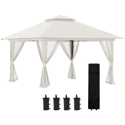 OUTSUNNY Barnum de jardin pop-up pliant sacs de lestage transport inclus cr&egrave;me