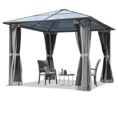 TOOLPORT  ? Tonnelle de jardin 3x3 m ? Panneaux polycarbonate 6 mm ? Parois lat&eacute;rales et moustiquaires polyester ? Toit rigide &eacute;tanche