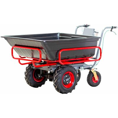 TORROS Brouette &eacute;lectrique 4 roues &agrave; ch&acirc;ssis tubulaire extensible et amovible + benne plastique 300L 300KG - batterie 40V / 6Ah  EP300P