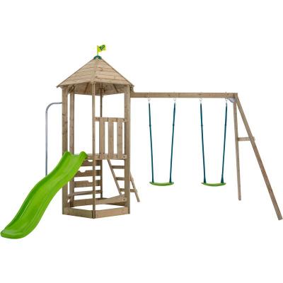 TP TOYS  - Aire de jeux en bois avec glissi&egrave;re et portique Castelwood