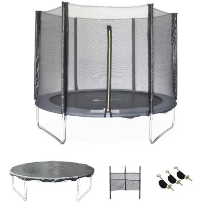 SWEEEK Trampoline 250 cm. Gris. Avec filet de protection. B&acirc;che. Filet pour chaussures. Kit d'ancrage
