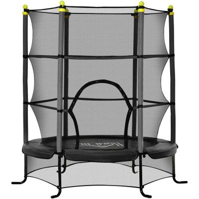 HOMCOM Trampoline Enfant  &Oslash; 1,63 m avec Filet de s&eacute;curit&eacute; et Couvre-Ressorts - Noir