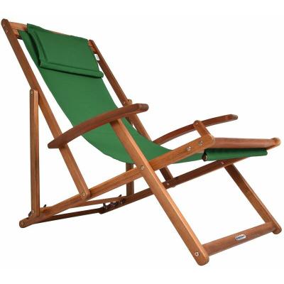 DEUBA Transat de jardin vert en bois d'acacia pliable