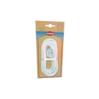 Tringle &agrave; ressort gain&eacute;e avec pitons MOBOIS - 5 m - Blanc