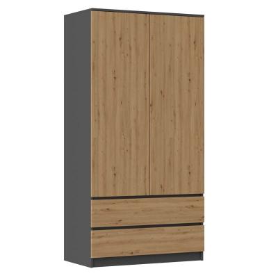 TURIN - Armoire de chambre style moderne - Penderie multifonctions - 2 portes + 2 tiroirs - Dressing