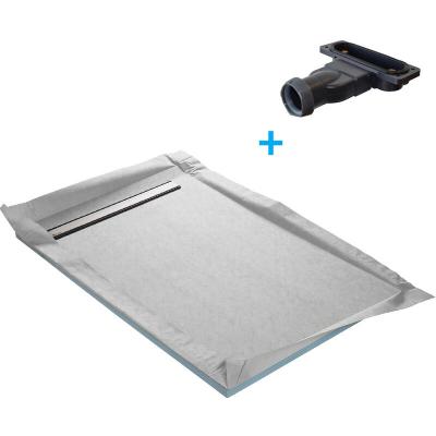 U TILE Receveur de douche &agrave; carreler monopente + natte &eacute;tanche + siphon ultra plat - 185 x 100 cm