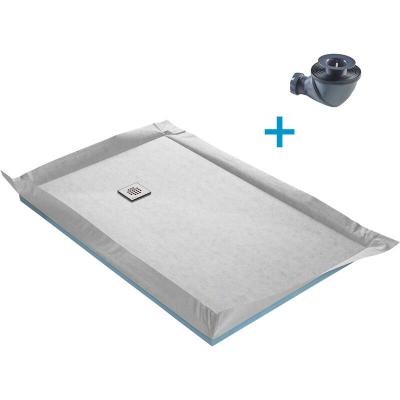 U TILE Receveur de douche &agrave; carreler standard + siphon 360&deg; + natte &eacute;tanche - 140 x 90 cm x 4 mm