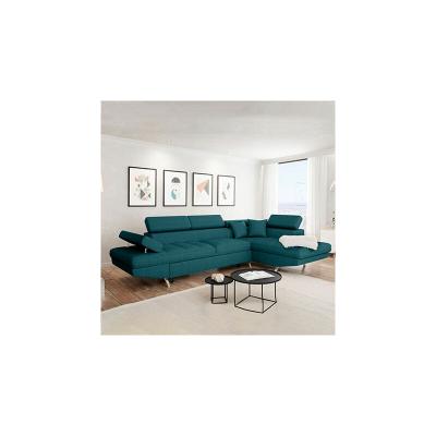 LOUNGITUDE Canap&eacute; d'angle droit rio convertible avec coffre bleu