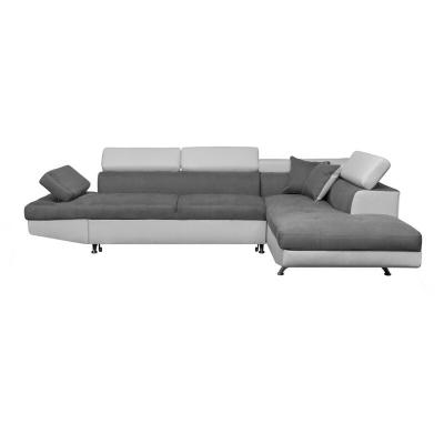 LOUNGITUDE Canap&eacute; d'angle droit Rio Blanc microfibre et gris