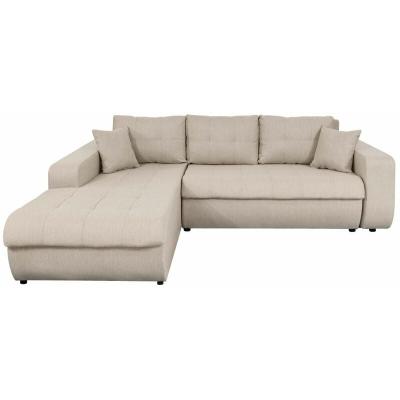 LOUNGITUDE  - Canap&eacute; d'angle convertible 4 places en tissu - Beige