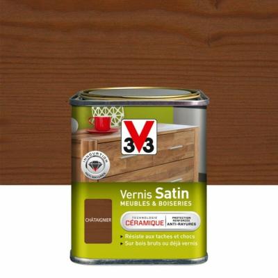 V33 Vernis meuble et objet , ch&acirc;taignier satin&eacute;, 0.25l