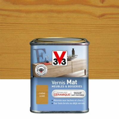 V33 Vernis Meubles et Boiseries Mat Ch&ecirc;ne dore Pot 0.25l
