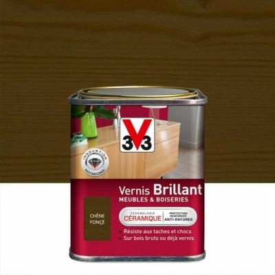 V33 Vernis meuble et objet , ch&ecirc;ne fonc&eacute; brillant, 0.25l