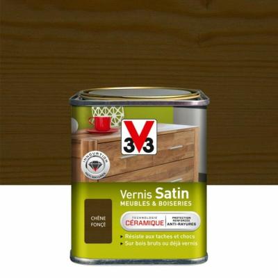 V33  - Vernis meuble et objet ch&ecirc;ne fonc&eacute; satin&eacute;, 0.25l