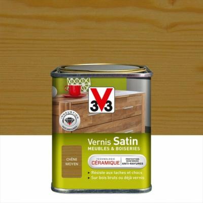 V33 Vernis Meubles et Boiseries Satin Ch&ecirc;ne moyen Pot 0.25l