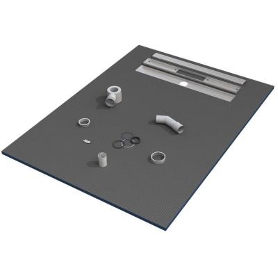 VALSTORM Receveur de douche 90x90x3cm &eacute;coulement lin&eacute;aire pr&ecirc;t &agrave; carreler avec siphon + Grille en inox