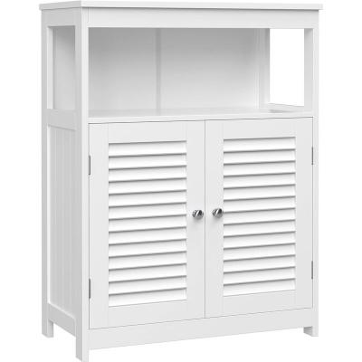 Meuble de rangement blanc 2 portes persiennes et 1 niche - L60 x H80cm