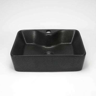 Vasque &agrave; Poser Rectangulaire - C&eacute;ramique Noir Mat - 48x38 cm - Edo