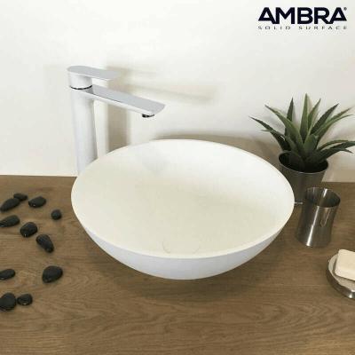 Vasque &agrave; poser ronde en Solid surface  - Coppa Blanc