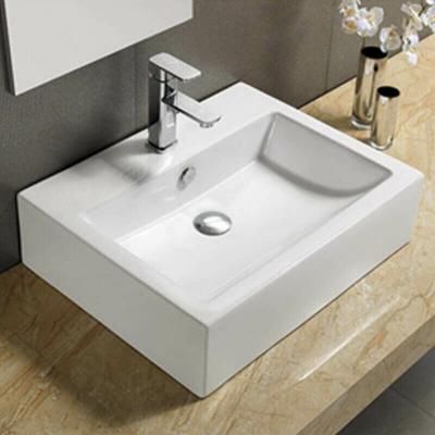 Vasque &agrave; Poser et/ ou Suspendre Rectangulaire - C&eacute;ramique - 57x45 cm - Square