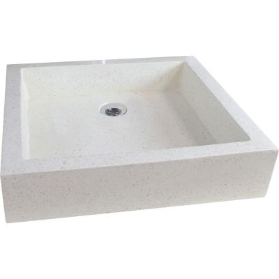 Vasque rectangulaire en Terrazzo &agrave; poser Timbre - Cr&egrave;me
