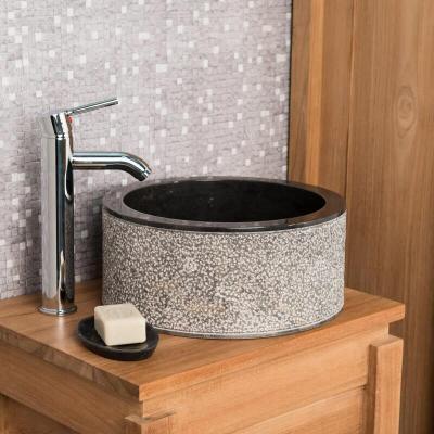 Vasque salle de bain en marbre Elbe noir 35cm - Noir