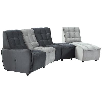 VENTE UNIQUE Canap&eacute; d'angle relax &eacute;lectrique modulable en velours gris clair et anthracite ALFORD