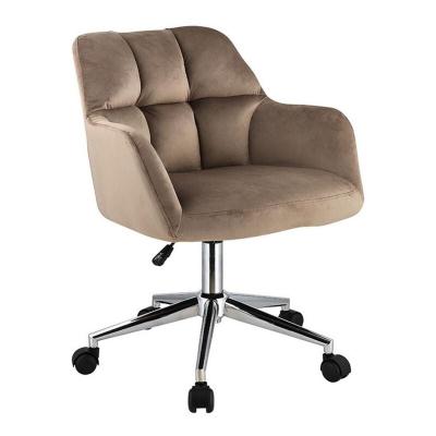 Chaise de bureau - Velours - Beige - Hauteur r&eacute;glable - PEGA - Beige
