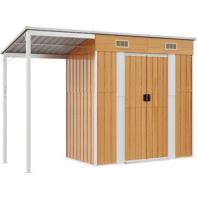 VIDAXL  Abri De Jardin Avec Toit Prolong&eacute; Marron Clair 277x110,5x181 Cm