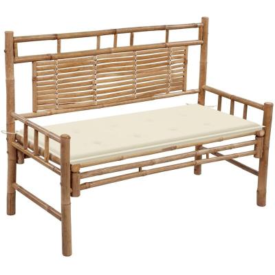 VIDAXL  - Banc de jardin avec coussin 120 cm Bambou Cr&egrave;me