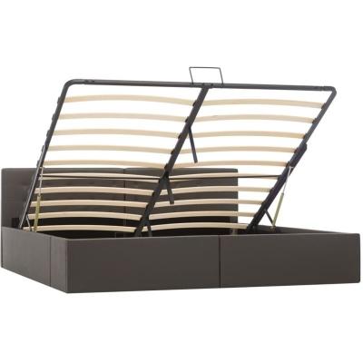 Cadre de lit &agrave; rangement hydraulique gris similicuir 180x200 cm