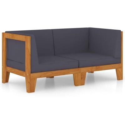 VIDAXL  - Canap&eacute; 2 places avec coussins gris fonc&eacute; Bois d'acacia massif