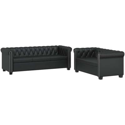 VIDAXL  Set de Canap&eacute; Chesterfield 2 places et 3 Noir