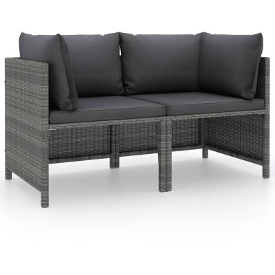 VIDAXL Tuinbank 2-zits met kussens poly rattan grijs313498