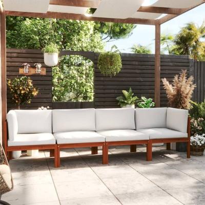 VIDAXL Canap&eacute; de jardin &agrave; 4 places avec coussin Bois d'acacia massif