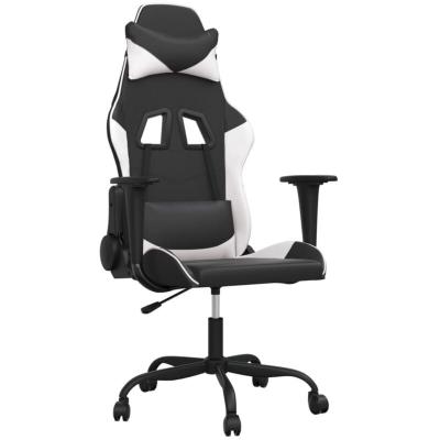 Vidaxl chaise de jeu de massage noir et blanc similicuir 