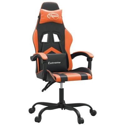 Vidaxl chaise de jeu pivotante noir et orange similicuir
