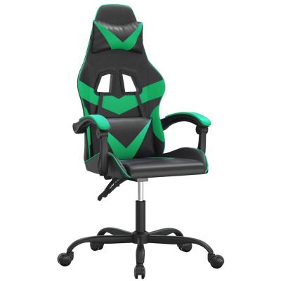 VIDAXL  chaise de jeu pivotante noir et vert similicuir