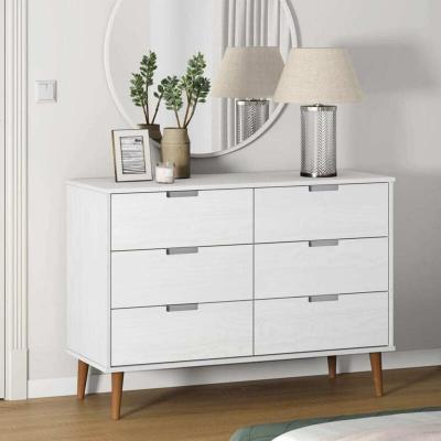 Revera Commode MOLDE Blanche 113 x 40 x 80 cm en bois massif de pin