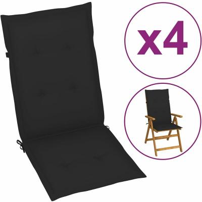VIDAXL  Lot de 4 Coussins pour Chaise de Jardin Noir 120 x 50 x 3 cm