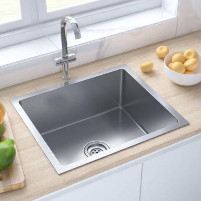 VIDAXL Evier de Cuisine Fait &agrave; la Main Int&eacute;rieur Lavabo Maison Argent&eacute; Acier Inoxydable 51502