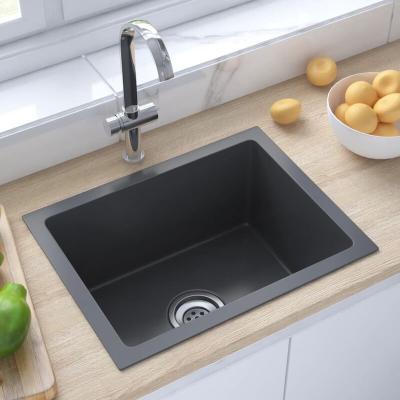VIDAXL  &Eacute;vier de cuisine fait main avec cr&eacute;pine Noir Acier inoxydable