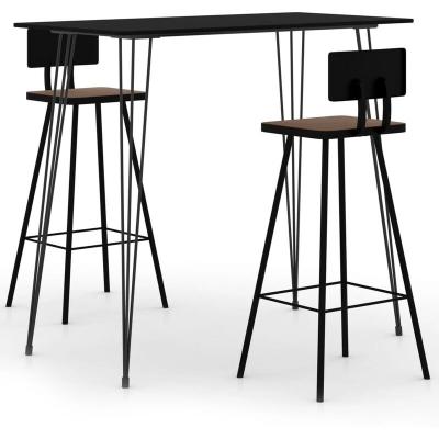 Vidaxl ensemble de bar 3 pcs noir 3057828
