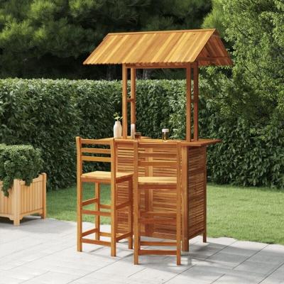 Vidaxl ensemble de bar de jardin 3 pcs bois d'acacia solide