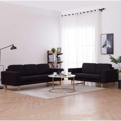 VIDAXL Ensemble de canap&eacute; 2 pcs Tissu Noir  Black