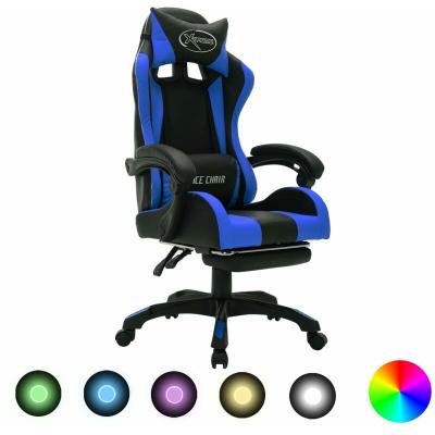 VIDAXL  Chaise de gaming avec LED RVB Bleu et noir Simili cuir